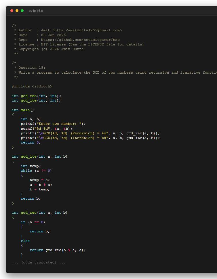Question 15: Write a program to calculate the GCD of two numbers using recursive and iterative function.